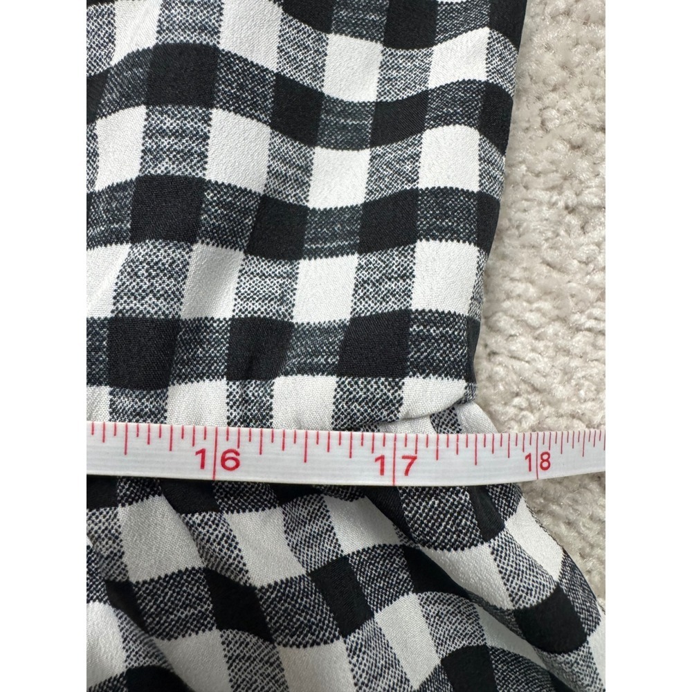 Boohoo Gingham Dress Womens 14 Black White Excellent Ruffle Sleeve Babydoll - Picture 6 of 10